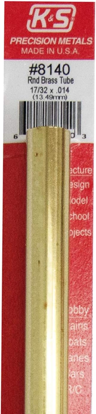 K & S Precision Metals 8140 K & S Engineering #140 Round Brass Tube, 17/32x12