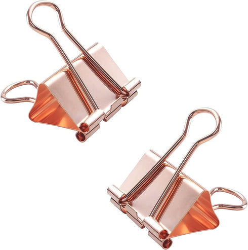 Mini Binder Clips, 120 Pack, 5/8 Inch, Standard 15mm, Rose Gold, Binder Paper Clips with Mini Storage Boxes