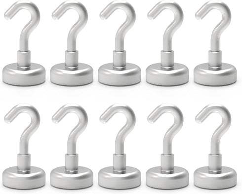 Strong Neodymium Magnetic Hooks, Heavy Duty Rare Earth Hooks for Hanging, Key Holder, Pack of 10