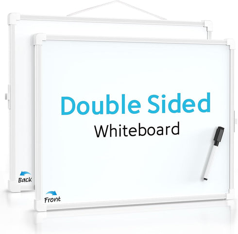 MaxGear 14"x11" Double-Sided Dry Erase Board, Hanging Whiteboard for Wall with Black Marker for Students