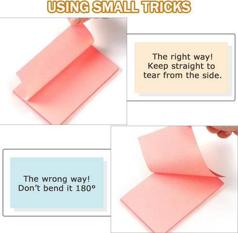 Sticky Notes 3x5 inch, Bright Colors, Self-Stick Pads, 8 Pads/Pack, 50 Sheets/Pad, Total 400 Sheets