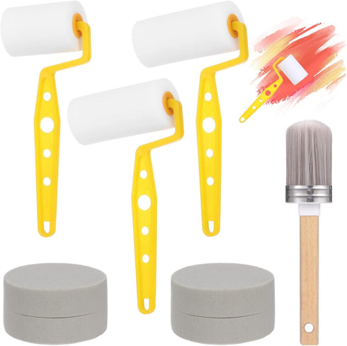 DORMIYA 6PCS Paint Brush and Roller Set, Includes 3 Oil-Based Sponge Rollers, a