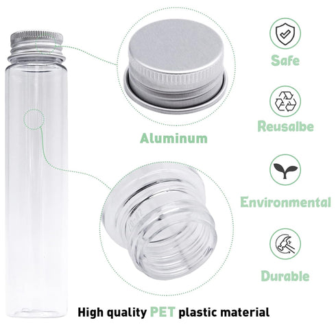 24 Pcs Clear Plastic Test Tubes 115ml with Caps, Flat-Bottomed Bath Salt Containers for Candy, Gumball, Plant