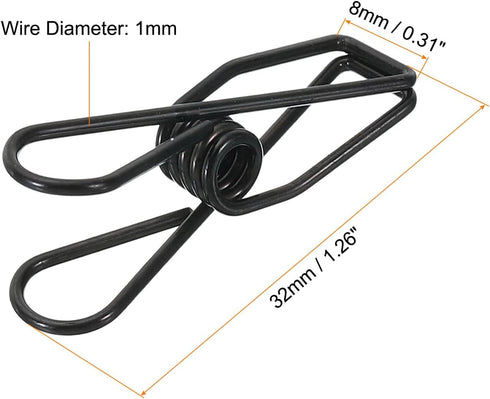MECCANIXITY 100 Pieces Metal Wire Hollow Out Clips, 32mm Cute Mini Binder Paper Clips for Office Supplies, Black