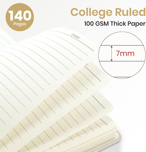 Lined Spiral Journal Notebook for Women, A5 College Ruled Journals for Writing, Hardcover Notebooks for Work, Note taking and Office School Supplies,140 Pages - Grey Beige by ZOTIA