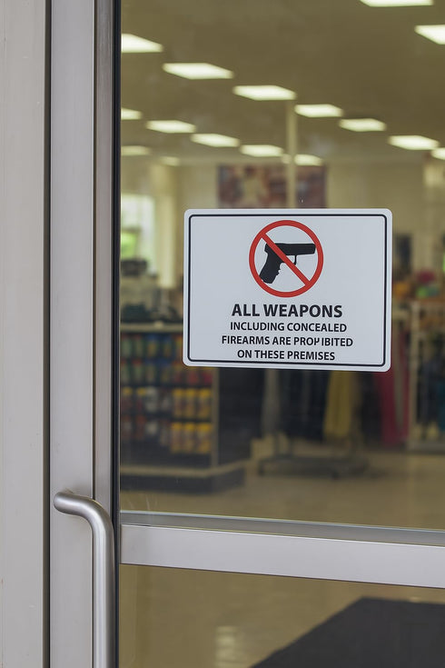 Zing Green Products 1822S Recycled Polystyrene "All Weapons Prohibited" Label, Pack of 2