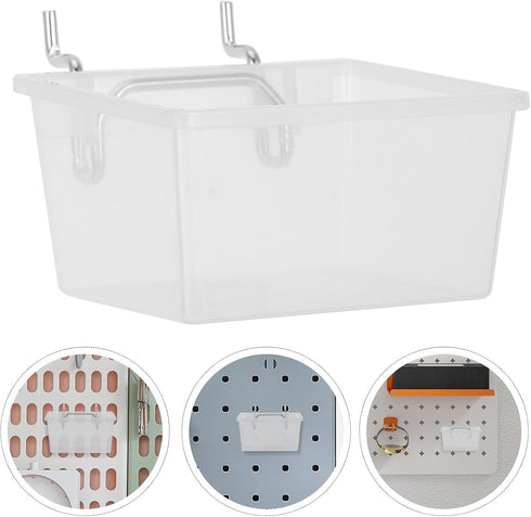 6pcs Hemobllo Peg Board Storage Bins with Hooks Square Shape Thickened Plastic Pegboard Organizer Containers for Garage