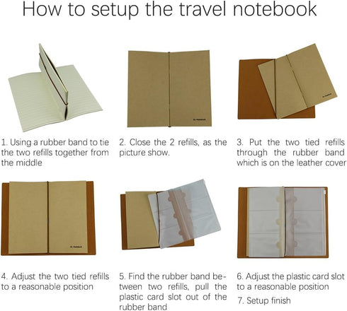 Blank Paper Travel Notebook Inserts, Unlined Refill for Travelers Notebook/Journal - 7.4 X 4 Inch - Set of 3-240 Pages