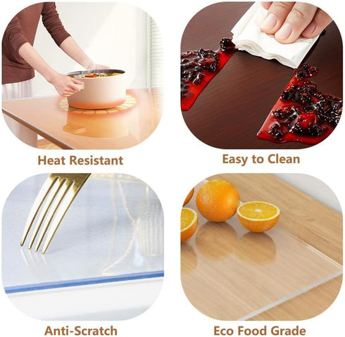 Generic 12 21 Inch, 1.5mm Counter Clear PVC Table Cover Protector x Thick Plastic Tablecloth Rectangle, Waterproof Desk