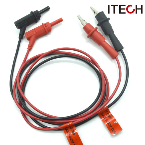 10A 1m Alligator Clip - Banana Plugs Test Lead for Lab Power Supply Electronic Load A Pair of Red and Black Test Line IT-E30110-AB