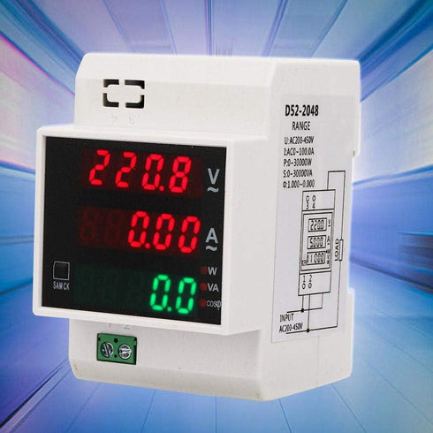 YWBL-WH Power Meter Digital Energy Meter, LED Active Multi-Functional for Measuring AC Voltage and Current