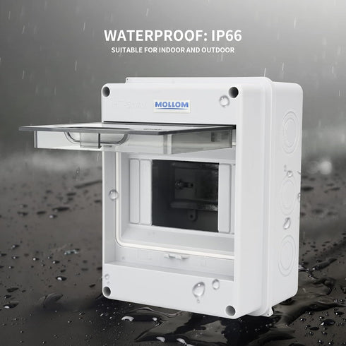 5 Way Circuit Breaker MCB Distribution Protection Box with DIN Rail, IP65 Waterproof for Indoor and Outdoor