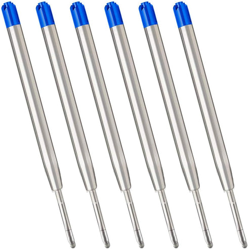 Blue Ink Refills (6pcs) - Replaceable Ballpoint Pens Refills, 1mm Medium Tip in Blue