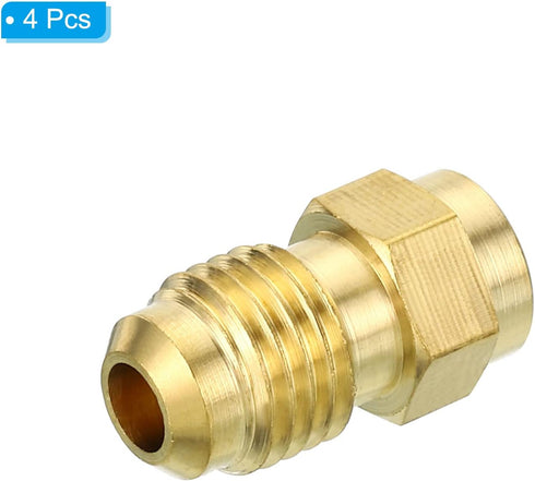 PATIKIL 4 Pack 1/4 SAE Male Thread Brass Flare Tube Fitting, Pipe Adapter Connector for Plumbing HVAC Air Conditioner