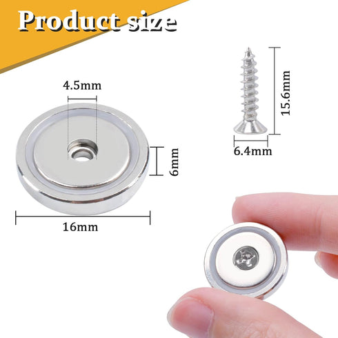 12 22 lbs 0.79"(20 mm) Countersunk Pcs Neodymium Cup Magnet with Holes, Pulling Force Strong Rare Earth Magnets Round