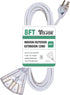 YOJOE 8 ft White Outdoor Extension Cord, 14/3 SJTW 3 Outlet Waterproof for Christmas Lights