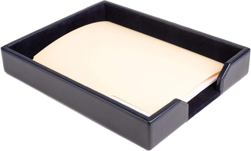 DACASSO Bonded Leather Desktop Letter Tray, Luxury Paper Organizer for Desk, Office Organization & Executive Decor,