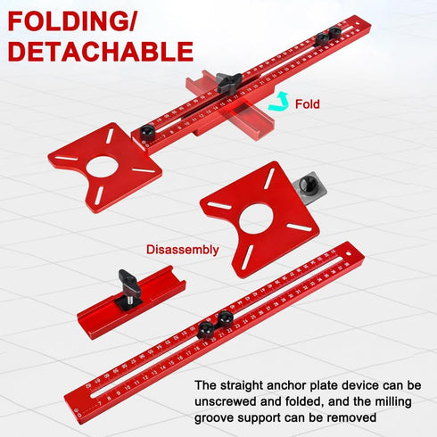 Waylenbo 4 1 in Router Milling Groove Bracket, Aluminum Alloy Router Circle Cutting Jig & Cabinet Hardware Locator