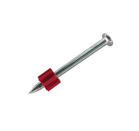 2" Powder Actuated Fasteners, .300 Head Diameter Drive Pin with Red Flute, 100pcs/pack