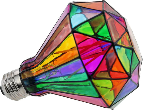 Dimmable Stained Glass LED Light Bulb, Diamond Shape, E26 Base, 6 Watts, for Home Party Decoration