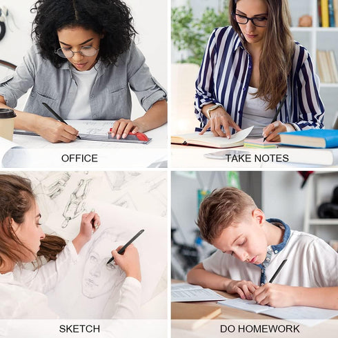 AUAUY 2PCS Metal Inkless Pencil, Reusable Everlasting Pencil with 2 Replaceable Nibs for Writing Drawing