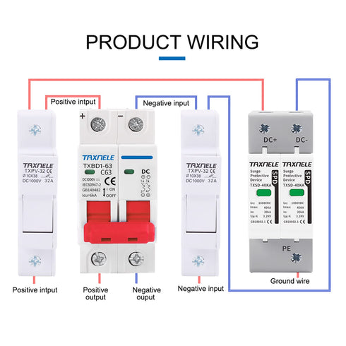 DC Miniature Circuit Breaker 2P 1000V 63A Solar Mini Circuit Breaker Thermal Magnetic Trip DIN Rail Mount