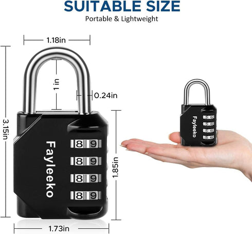 Combination Lock, 4 Digit Combination Padlock for School Gym Sports Locker, Fence, Toolbox, Case, Hasp Cabinet Storage (1 Pack, Black) by Fayleeko