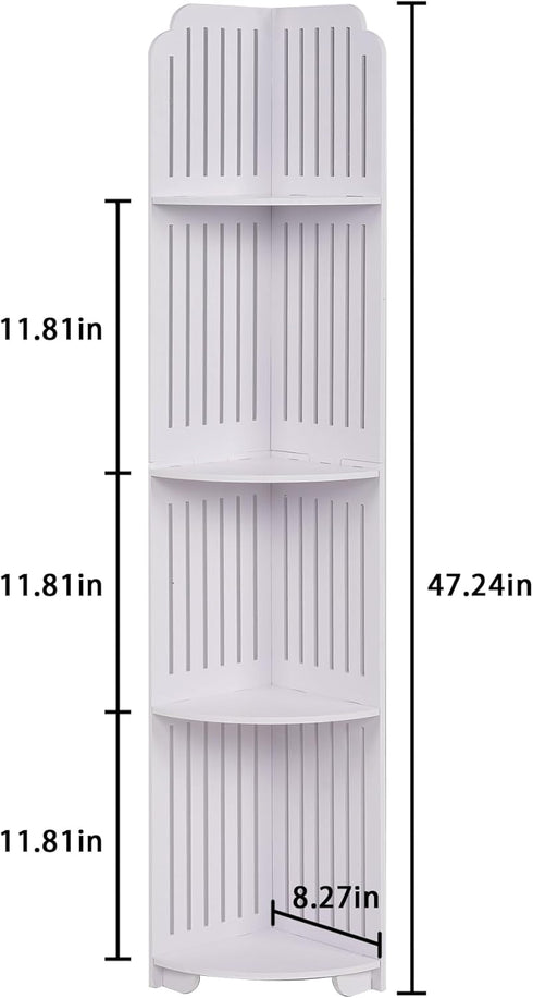 4-Tier VECELO Bathroom Shelves for Narrow Space, Modern Corner Shelf Stand,Small Storage Organizer for Bathroom,Toilet
