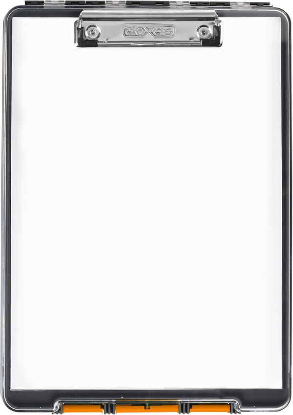 Dexas Clearview Clipcase Dry Erase Clipboard, 13.75 x 9.5 Inch, Orange