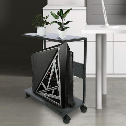Ageanbri 2-Tier 20kg/44lbs Computer Carts & Machine Stands Rolling Computer Stand Each Layer Max Load-Bearing PC Stand
