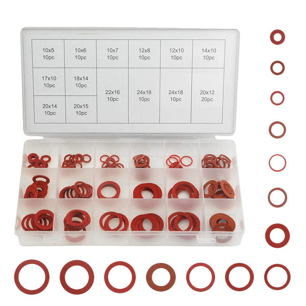 XINGYHENG 150Pcs 14 Sizes Fiber Flat Washer Red Steel Paper Insulation Flat Washer Assortment Kit for Plumbing