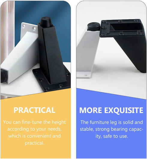 2pcs Luxshiny Aluminum Alloy Furniture Heightening Feet Anti-Slip Cabinet Legs with Scratch-Resistant Base Adjustable