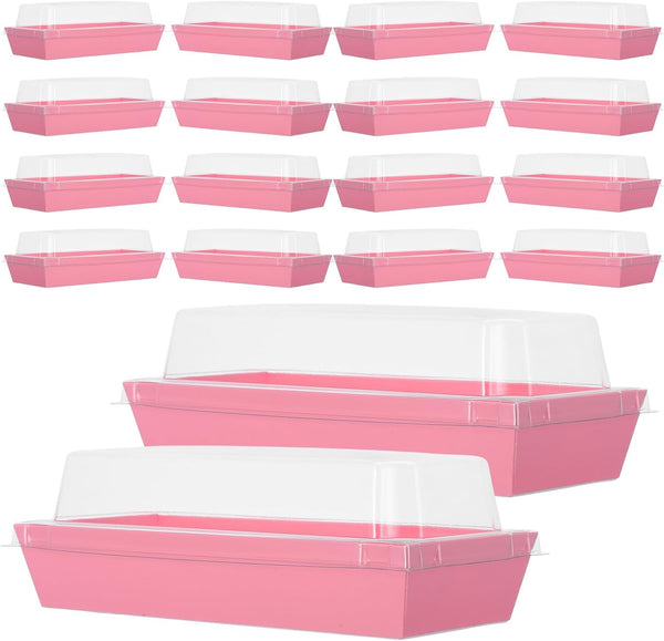 FESTFENDS 50pcs Large Rectangular Sandwich Boxes with Plastic Lids, Bakery Takeout Containers for