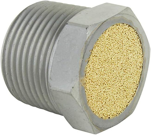 Milton Breather Vent Pneumatic Muffler, 3/4” MNPT - 40 Micron Sintered Bronze Silencer/Diffuse Air & Noise Reducer