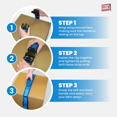 Adjustable Carry Strap with Handle | Strong and Secure for Lifting, Moving, Carrying Heavy Boxes, Groceries, Beach