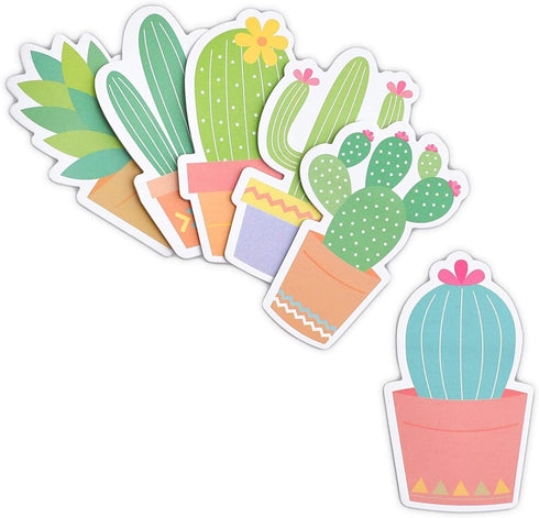 Paper Junkie 6-Pack Cactus Sticky Notes, 2.75 x 4.5 in Multicolor, 120 Sheets, Cactus Gifts & Teacher Gifts