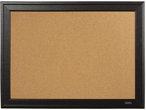 Quartet Cork Bulletin Board, Framed Black Corkboard, 11” x 17” Message Board (79279)