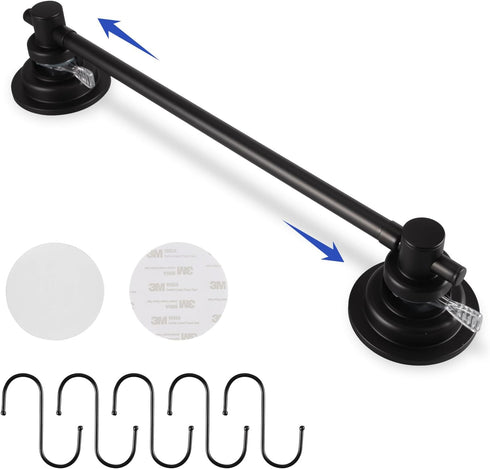 SLIIMU Suction Cup Towel Bar for Shower with 5 Hooks, 17-28 Inch
