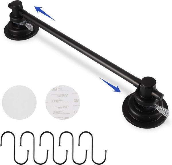 SLIIMU Suction Cup Towel Bar for Shower with 5 Hooks, 17-28 Inch
