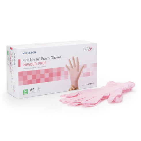 McKesson Pink Nitrile Exam Gloves - Powder-Free, Latex-Free, Medium, 250 Count