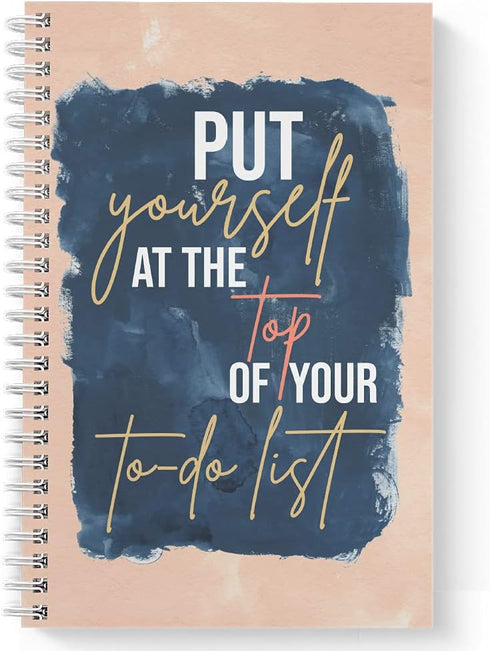 Softcover Top Of The List Motivational Spiral Notebook, 5.5" x 8.5", 120 Checklist Pages, Made in the USA
