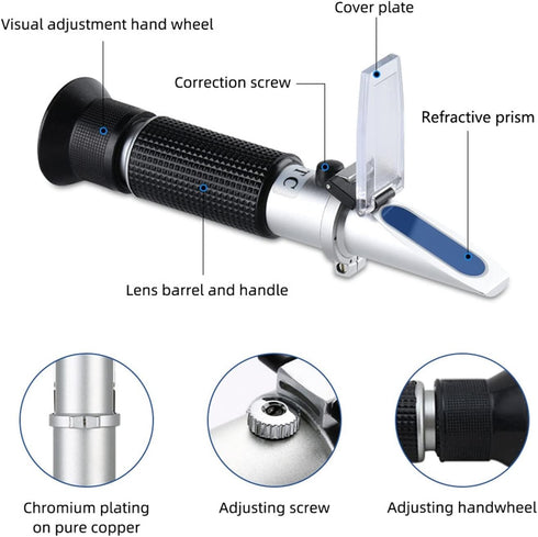 VGVGV Brix Refractometer, Handheld Clinical Medical Refractometer ATC Urine/Serum Protein Physiological Fluid