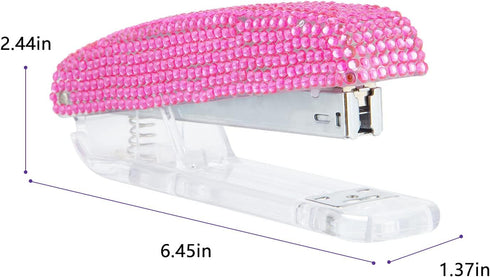Pasted Diamond Crystal Handmade Bling Stapler for Office, School, or Home (Pink)