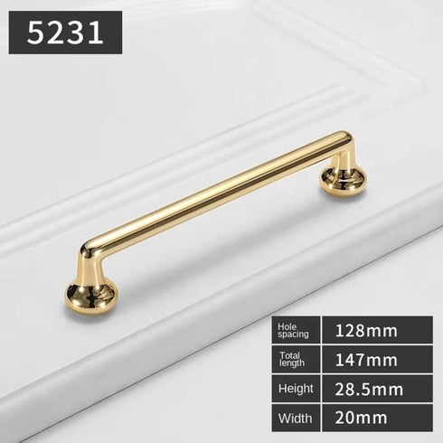Aoleegatt Decor(5231-128) Minimalist Gold Long Furniture Handles Wardrobe Kitchen Cupboard Cloakroom Bedside Cabinet