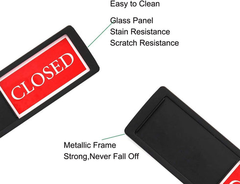 Open Closed Sign for Business Door, Privacy Slide Door Sign Indicator for Storefront, Restroom, Office, Restaurants