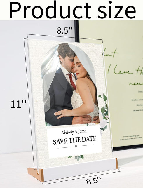 3 Pack 8.5X11 Acrylic Sign Holder for Wedding Anniversary Party, Vertical White Tabletop Sign Display for Business