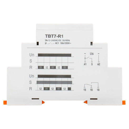 Baomain Asymmetric Cycler Time Relay, 16A SPDT, Repeat Cycle Time Relay for Room Ventilation,Cyclic Dehumidification TBT7-R1 (1-SPDT, 12-240VAC/DC)
