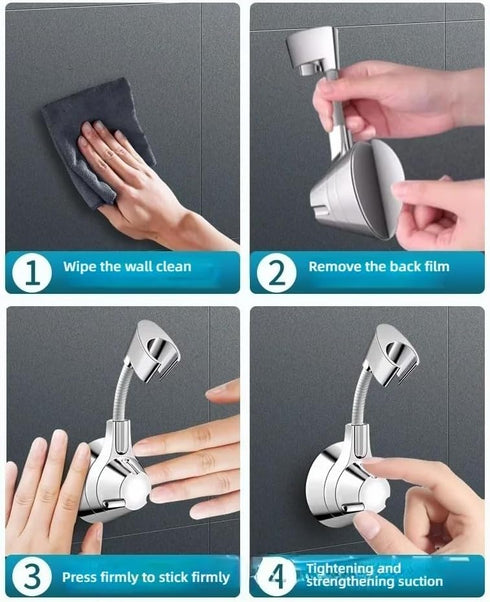 RecDec Adjustable Shower Head Holder Suction Cup Handheld Shower Head Bracket Bidet Sprayer Holder for Toilet Handheld
