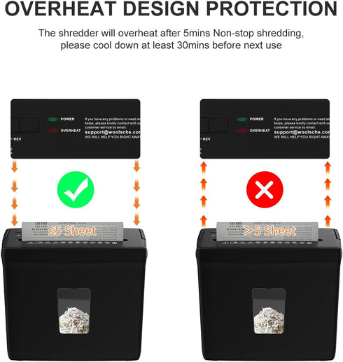 woolsche Home,5 2.38-Gallon Shredder,P-4 4-Mode Paper Shredder for Sheet Desktop Cross Cut with Basket Security Level