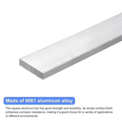 uxcell Square Aluminum Flat Bar, 3/8" Thick, 1.8" Width, 10" Length, 6061 Aluminum Flat Plate for Industrial Building